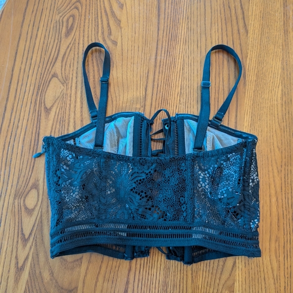 Victoria's Secret Elegant Black Lace-Up Convertible Strap Bustier, Size XS - Picture 5 of 9